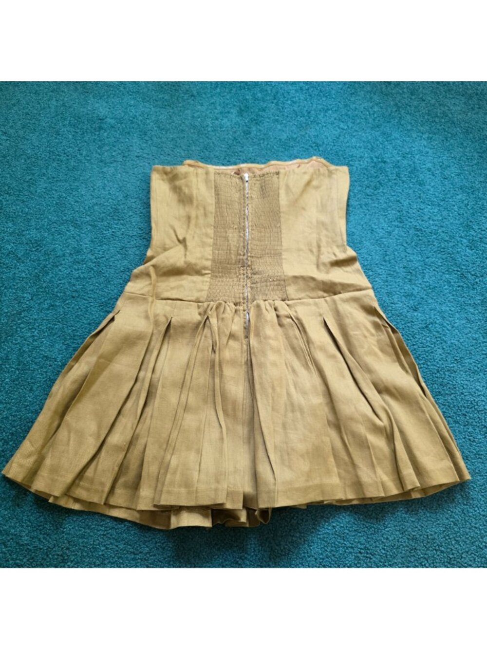 Reformation Isabeli Linen Strapless Mini Dress Sz 10 Ginger Sustainable NWT - Picture 2 of 13